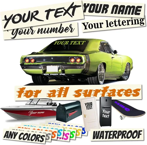 Vista 8 de Adhesivo para parachoques de 1 x 12 pulgadas, nombre personalizado, número de texto, Dceal, calcomanía de texto personalizada