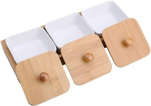 Vista 6 de TOPINCN Plato de cerámica para servir, plato rectangular con cubierta de bandeja, plato de postre para fiestas, aperitivos y cenas