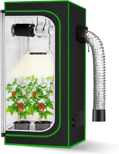 Vista 8 de Tienda de campaña pequeña para aerogarden, 18 x 18 x 36 pulgadas, sistema de cultivo hidropónico, lona Mylar de diamante 600D altamente reflectante