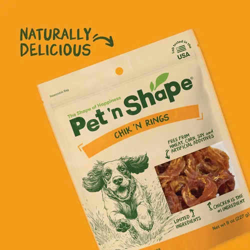 Vista 5 de Pet 'n Shape Chik 'n Rings - Golosinas de carne seca para perros, 8 onzas