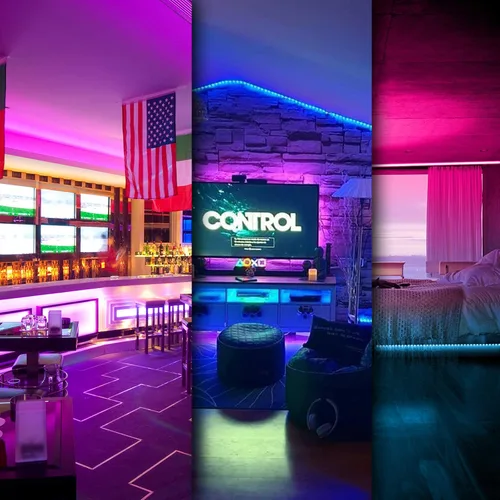 Vista 6 de DAYBETTER Tira de luces LED inteligentes de 100 pies con control remoto de aplicación, 5050 RGB para dormitorio, sala de estar, decoración