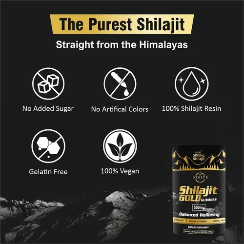 Vista 6 de Gomitas puras de Shilajit del Himalaya – 75% + ácido fúlvico, grado oro de alta potencia – Mezcla para energía, vitalidad y apoyo inmunológico