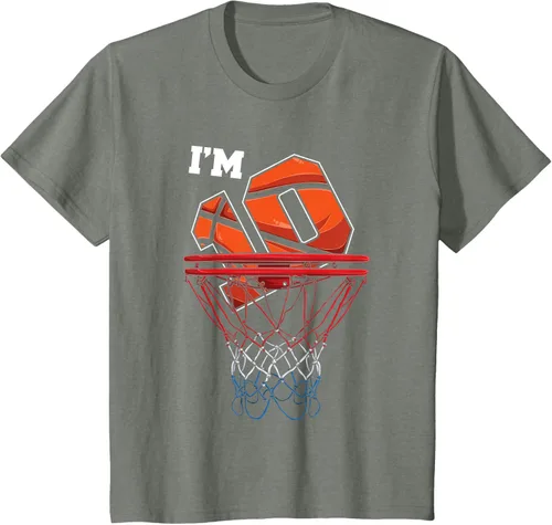 Vista 110 de Camiseta de regalo de cumpleaños con red de baloncesto de 10 años, Negro