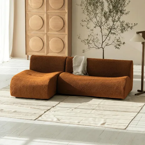 Vista 3 de Sofá Boneless de 3 plazas con juego de diván, sofá modular de 92 pulgadas, sofás reversibles en forma de L con asiento profundo, sofás de sherpa