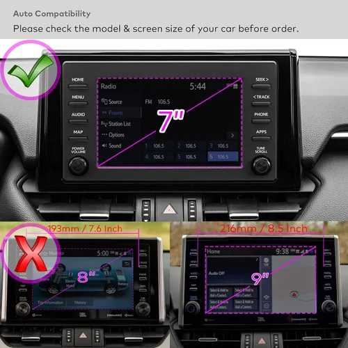 Vista 3 de Protector de pantalla de cristal prémium para Toyota RAV4 (2015-2022), Camry (2018-2020) Accesorios de pantalla táctil multimedia de 7 pulgadas