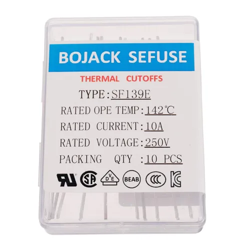 Vista 3 de BOJACK SF139E SEFUSE 10A 250V Fusibles Térmicos 287.6 °F Cortes Térmicos (Paquete de 10)
