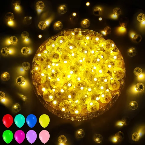 Vista 10 de Aogist 50 Piezas Luces para Globos Azules con Aro para Colgar, Mini Lámpara de Bola Redonda Pequeña Luz LED para Linternas de Papel y Vidrio