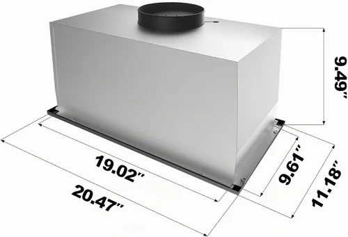 Vista 6 de CIARRA Campana de Ventilación Integrada de 20 Pulgadas 650 CFM Campana de Ventilación para Estufa de Cocina con Luz LED, Ventilador de Escape de 3