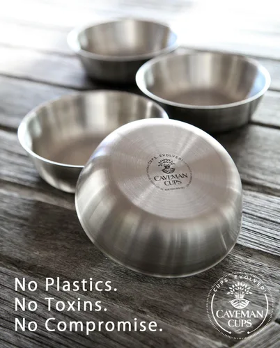 Vista 2 de Paquete de 4 cuencos pequeños de acero inoxidable pesado prémium para bebés y niños pequeños