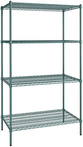 Vista 280 de Kit de 4 estantes de epoxi verde NSF de 21 x 72 pulgadas con postes de 86 pulgadas, estantería de almacenamiento resistente, kit de estantería