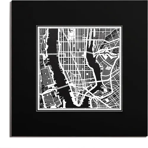 Vista 18 de O3 Design Studio San Diego, CA Paper Cut Map Matted Grey 20x20 in Paper Art