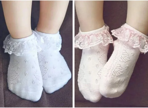 Vista 3 de Juebm Infant Baby Girls Ruffle Socks Toddler Dress socks,Pack of 356 Baby Frilly Lace Ankle Socks