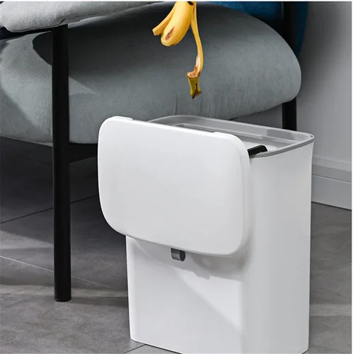 Vista 3 de Contenedor de compost de cocina de 9 L/2.4 galones, cubo de basura pequeño colgante con tapa para Gris