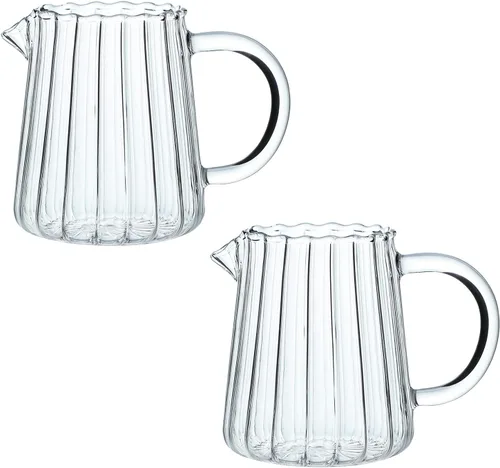 Vista 7 de CHOOLD Jarra de crema de vidrio con forma de onda elegante para café/jarra de servicio para cocina - Leche y salsa - 8.5 oz