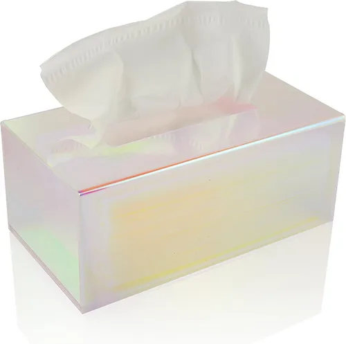 Vista 11 de Soporte acrílico para caja de pañuelos, dispensador transparente para pañuelos faciales, servilletas y hojas de secadora. Perfecto para baños