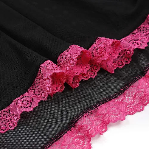 Vista 6 de Donnalla - Conjunto de lencería sexy para mujer, tallas grandes, 2XG, 3XG, 4XG, babydoll de encaje con copas divididas