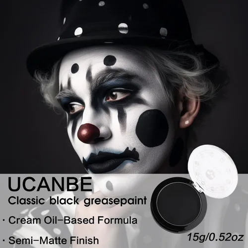 Vista 4 de UCANBE Base de maquillaje facial y corporal en crema negra, pintura de grasa profesional no tóxica, paleta de pintura facial para Halloween