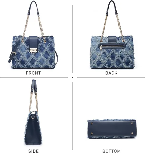 Vista 4 de Dasein Bolso de Mano de Cuero Tote Hobo para Mujer Bolso de Hombro Cartera con Asa Superior Bolso Satchel con Clutch a Juego