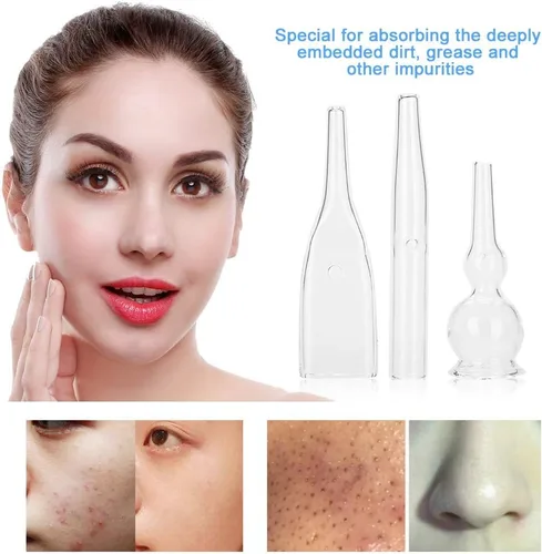 Vista 5 de Nikou Tubo de vidrio al vacío - Kit de 3 tubos de vidrio para eliminación de limpiador facial, accesorios de máquina de belleza, juego