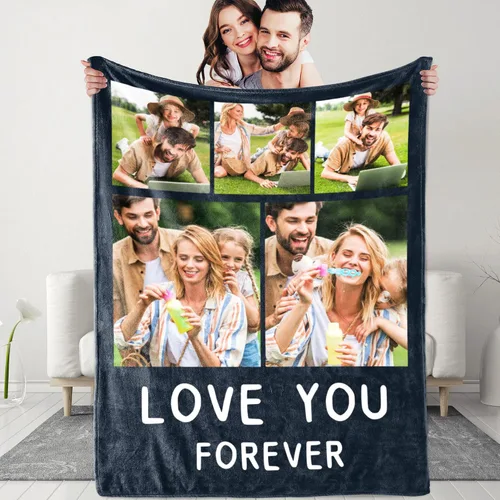 Vista 13 de Mantas personalizadas con fotos y texto, manta personalizada con imágenes, para memoria familiar, cumpleaños, Halloween, Navidad, Día del Padre, 30
