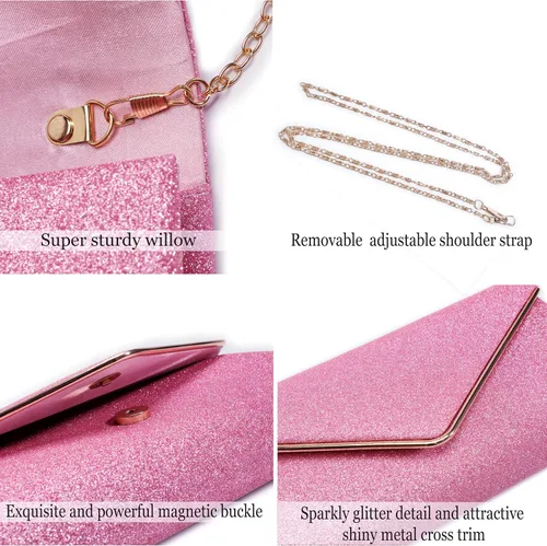 Vista 16 de Bolso de noche para mujer, bolso de fiesta brillante para mujer, bolso de fiesta de boda