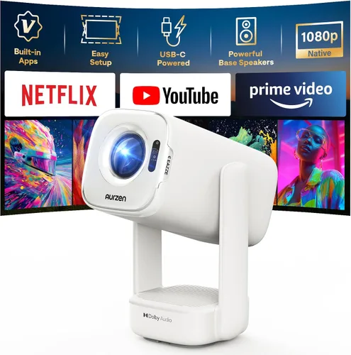 Vista 11 de Aurzen Roku TV D1R air Proyector portátil inteligente para exteriores