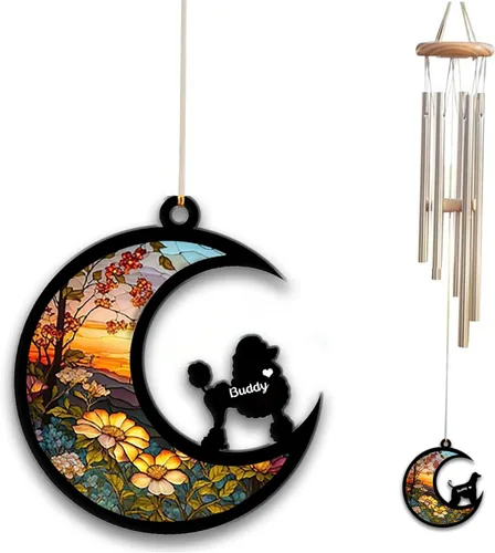 Vista 86 de Carillón de viento con atrapa el sol afghan Hound, campanilla de viento conmemorativa de girasol personalizada para perro, regalo de pérdida