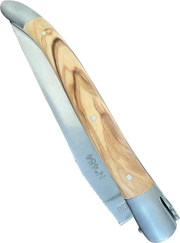 Vista 6 de Laguiole en Aubrac - Cuchillo de bolsillo plegable hecho a mano, edición limitada, 4.8 pulgadas (4.7 in), mango de madera de olivo, abeja especial