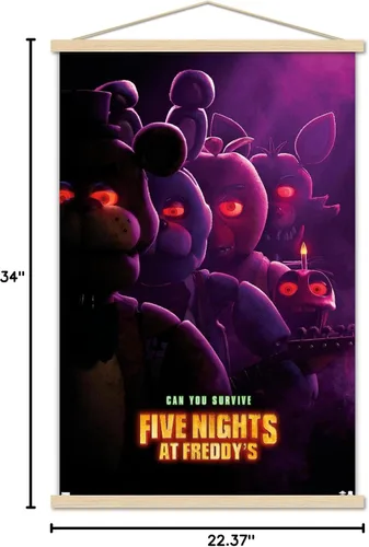 Vista 7 de Trends International Five Nights at Freddy's Movie - Póster de pared de una hoja, 22.37 x 34.00 pulgadas, paquete de impresión y colgador de madera