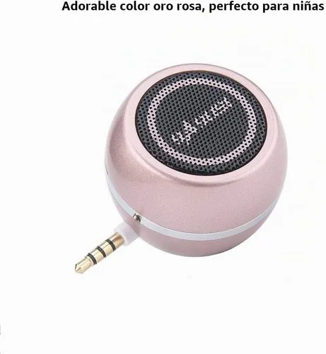 Vista 2 de Mini altavoz portátil con conector de entrada auxiliar de 0.138 in, altavoz de línea de teléfono móvil de 3 W para iPhone, iPad, iPod, tableta, Oro