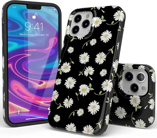 Vista 3 de Funda Casely para iPhone 11 Pro Max Daisy Daydream Floral Negro Diseño Clásico Ultradelgado