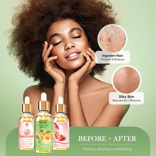 Vista 5 de 3 piezas de aceite natural Yoni para mujeres - Aceite femenino hidratante vaginal - Reduce el olor, restaura el equilibrio del pH, ayuda