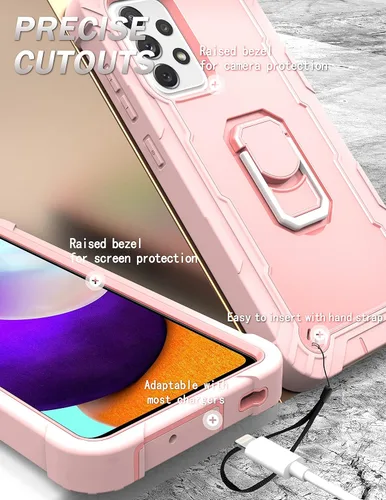 Vista 4 de Asuwish Funda de teléfono para Samsung Galaxy A52/A52S 5G con soporte de anillo, resistente, a prueba de golpes, cuerpo completo, resistente