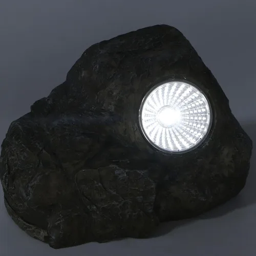 Vista 5 de Oculta una llave exterior impermeable falsa para llaves de roca, adorno de roca falsa de resina con luz LED, caja de bloqueo de almacenamiento