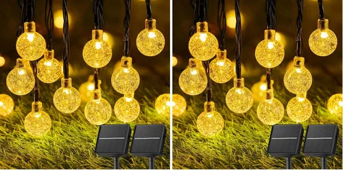 Vista 22 de Brightown Luces de Cadena Solares para Exteriores 60 LED 35.6 Pies Luces de Globo de Cristal con 8 Modos de Iluminación, Luces Solares Impermeables