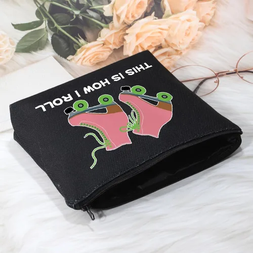 Vista 6 de POFULL Bolsa de maquillaje para amantes del patinaje sobre ruedas, así es como me rollo bolsa de cosméticos
