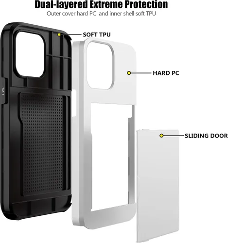 Vista 71 de Nvollnoe - Funda para iPhone 14 con tarjetero [tienda de 5 tarjetas] Negro - Almacenamiento más grande