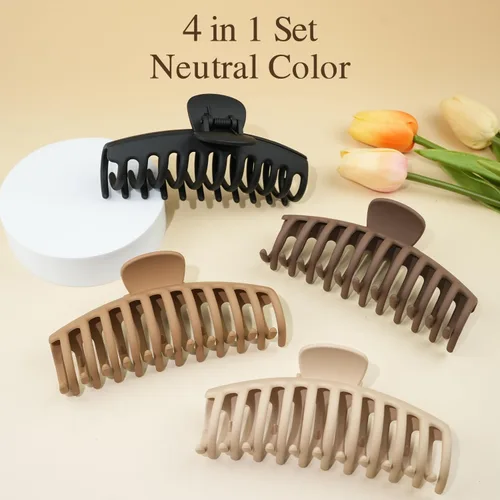 Vista 9 de MAORULU Pinzas para el cabello con garra mate extra grandes para cabello grueso, 5.25 pulgadas, para mujeres y niñas, paquete de 4