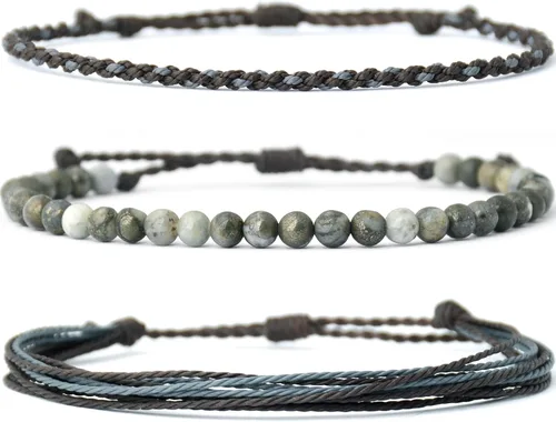 Vista 27 de Pulsera curativa hecha a mano con cuentas de piedra natural, regalo para hombres, pulsera de cuerda ajustable