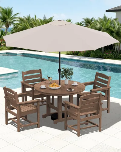 Vista 23 de SERWALL Juego de sillas de comedor Adirondack para exterior, conjunto de 2, sillas de patio de HDPE resistentes a todo clima, color negro