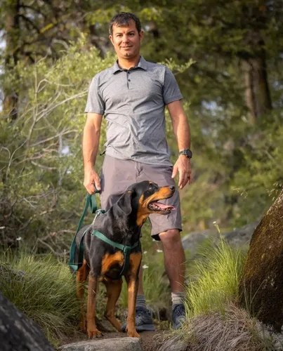 Vista 5 de Blueberry Pet Essentials - Juego de arnés de correa para perro a juego en naranja bermellón, collar de nailon clásico ajustable de color sólido