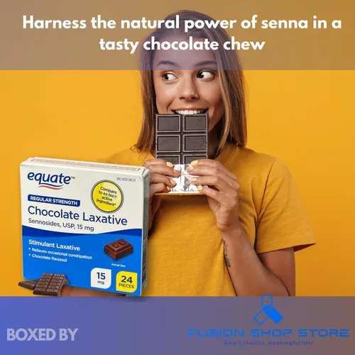 Vista 4 de Laxantes de chocolate - Chocolate laxante Senna 24 ct, 15 mg (paquete de 3), en caja por Fusion Shop Store