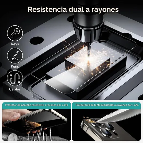 Vista 6 de ESR 3+2 Pack para iPhone 15 Plus Protector de pantalla, Alinear Marco