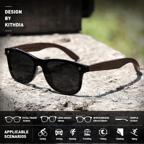 Vista 4 de Zebra - Gafas de sol polarizadas de bambú de madera para hombres y mujeres - Gafas de sol con patillas de madera S5029