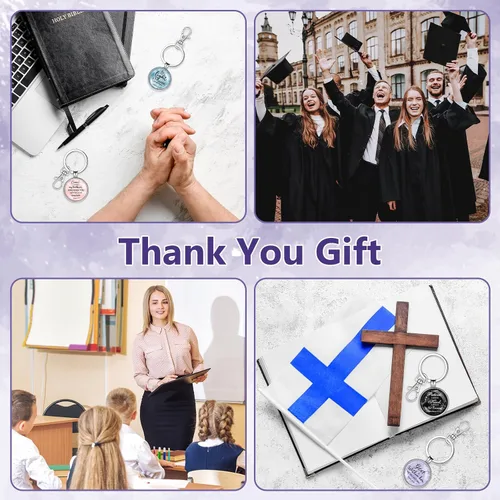 Vista 7 de Tondiam - Llaveros cristianos con versículo bíblico, llavero religioso de mármol, llavero inspirador a granel, regalo cristiano para mujeres