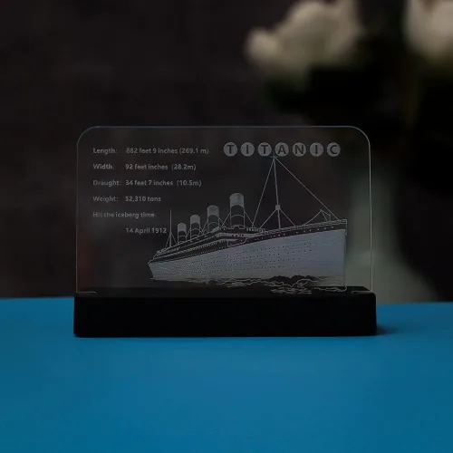 Vista 6 de Kyglaring Placa de identificación de acrílico transparente brillante con base de potencia diseñada para Lego Creator Expert 10294 Titanic Building