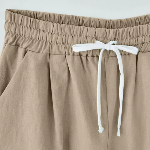 Vista 4 de Qliuoazw Pantalones cortos de talla grande para mujer, pantalones de verano estampados, estilo casual, holgados, pantalones cortos con cintura