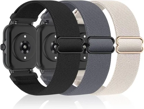 Vista 12 de Bolesi Correas elásticas de nailon compatibles con Amazfit Active 2 (cuadradas)/Active 3 Premium/Active, paquete de 3 correas deportivas de repuesto