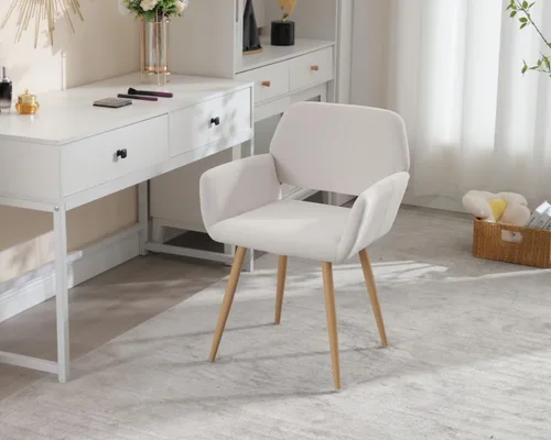 Vista 2 de KCC Sillas Pequeñas y Modernas con Brazos para Comedor 1 Pieza, Asiento Lateral Tapizado en Terciopelo de Mediados de Siglo Club para Invitados