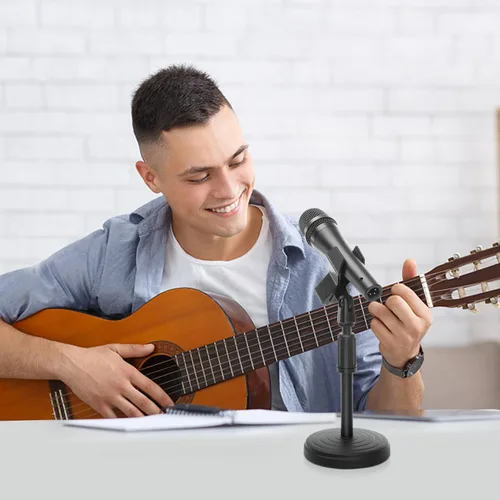 Vista 6 de Soporte de micrófono de escritorio, soporte de micrófono de mesa ajustable mejorado con clip de micrófono compatible con micrófono de diámetro